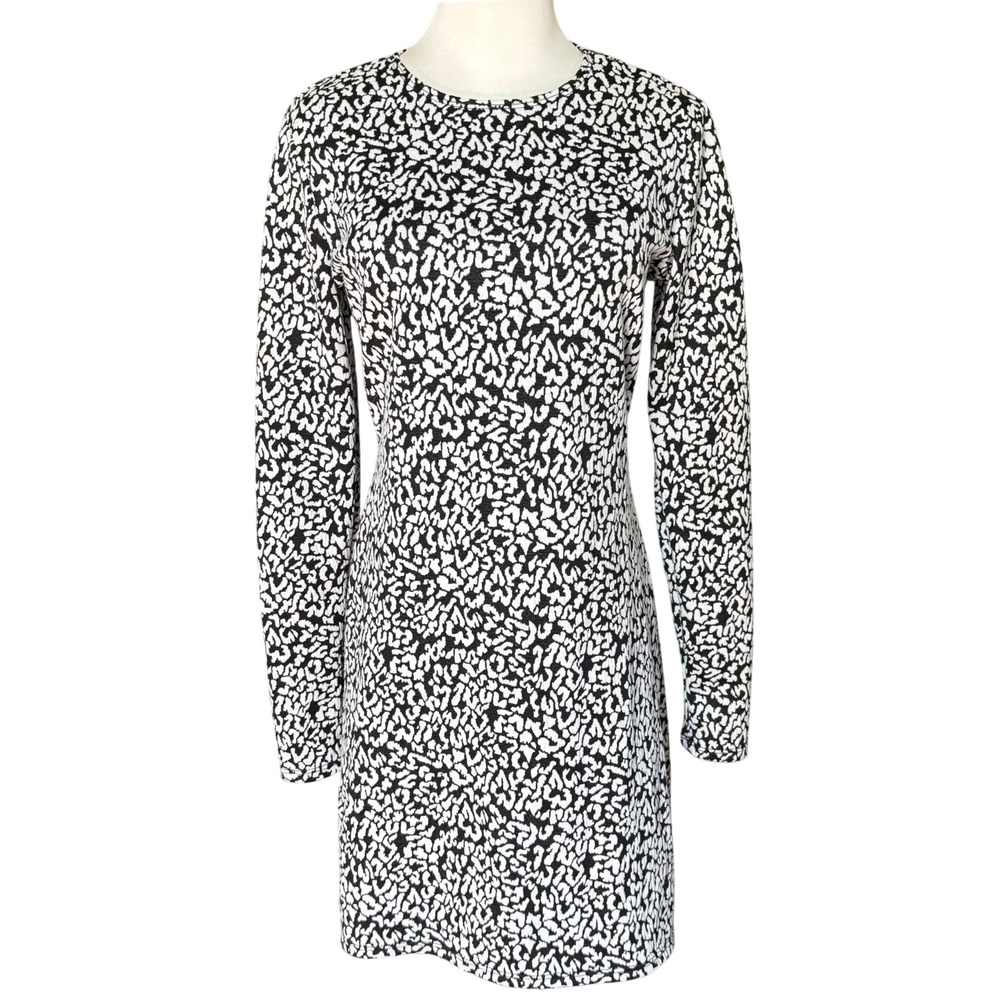 Reformation Kenmare Dress in Le Chat Size L Black White Animal Print‎